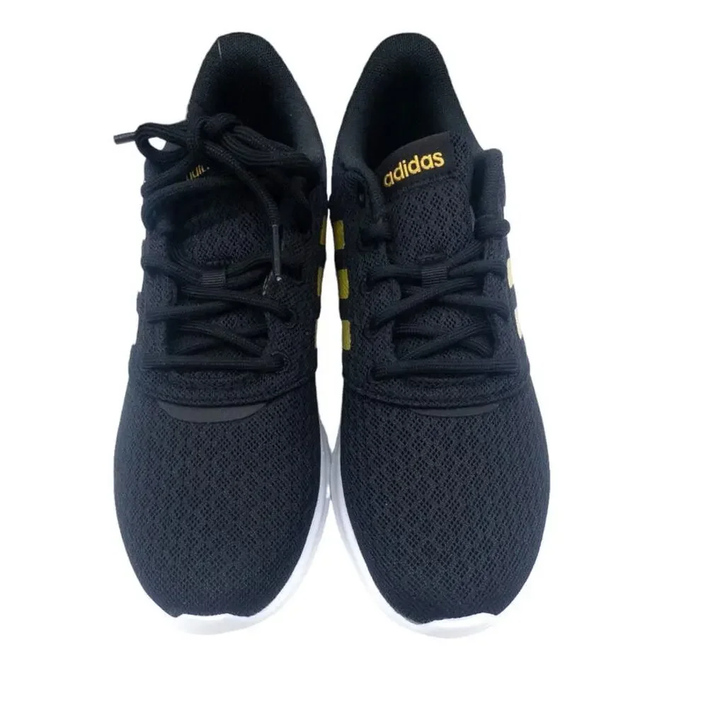 Adidas QT Racer 2.0 Women's Running Shoes Sneakers Black Metallic Gold - Picture 7 of 8